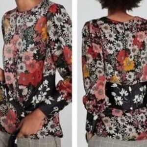 Zara Floral Blouse - Black, Red, White, Orange